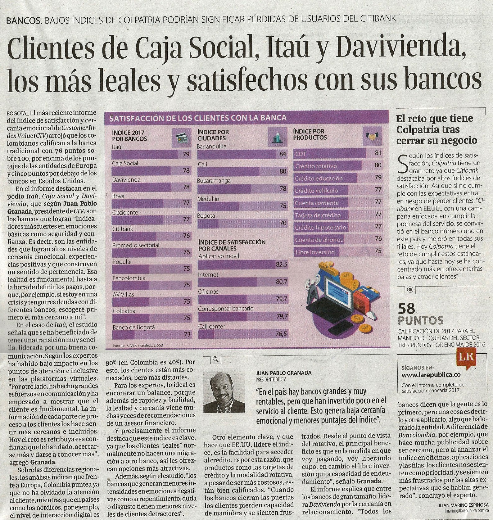 Clientes de Caja Social, Itaú y Davivienda, los más leales y satisfechos con sus bancos