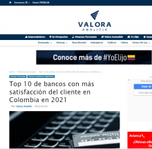 Top 10 de bancos con más satisfacción del cliente en Colombia en 2021