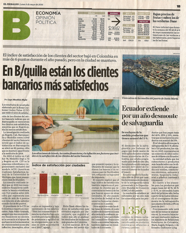 En Barranquilla están los clientes bancarios más satisfechos
