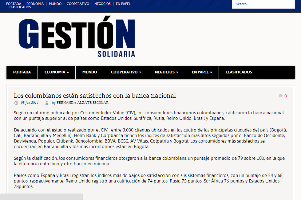 Los colombianos están satisfechos con la banca nacional