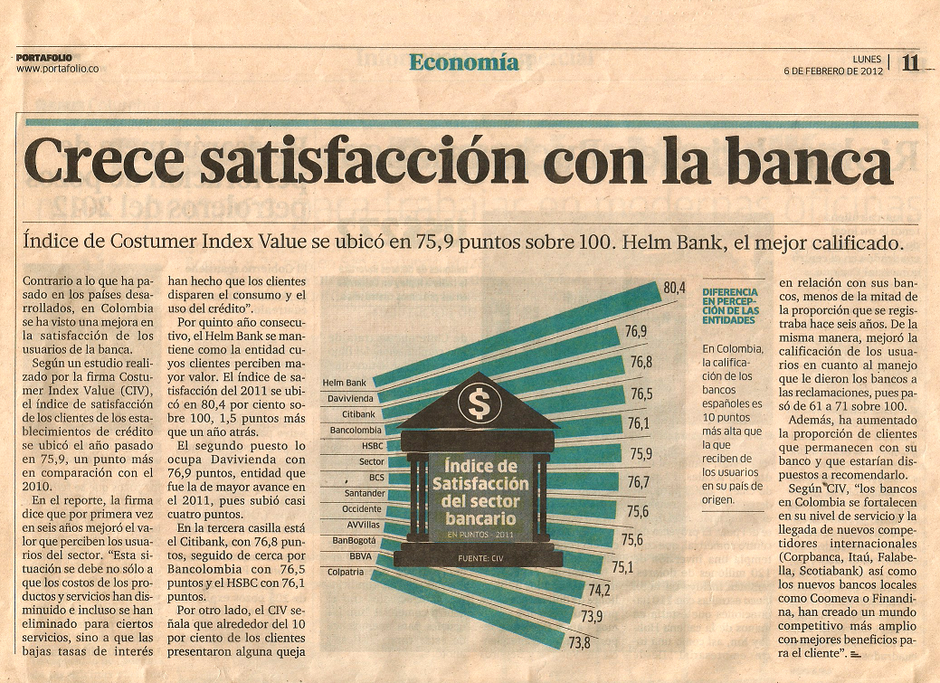 Crece satisfacción con la banca