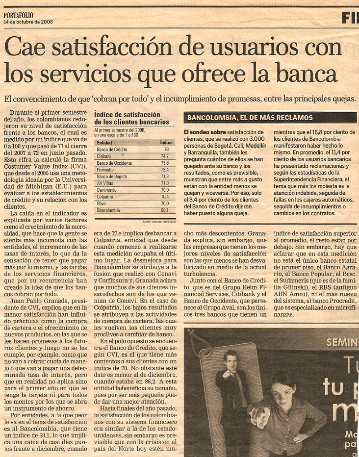 Cae satisfacción de usuarios con los servicios que ofrece la banca